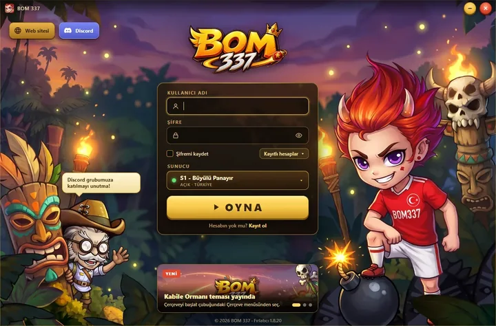 BOM 337 fırlatıcısının Kabile Kapısı giriş ekranı